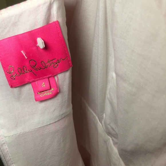 Lilly Pulitzer Kaitlyn Striped Seersucker pink and white sundress size 4 - Picture 9 of 13